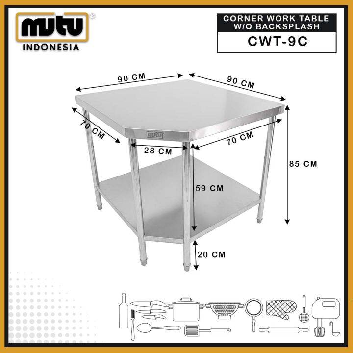 Corner Work Table Meja Sudut Dapur Stainless Mutu Cwt 9c Lazada