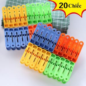 [HÀNG CÓ SẴN] Vỉ 20 Cái Móc Kẹp Treo Quần Áo Nhựa Cao Cấp - Kẹp Phơi Quần Áo Phơi Đồ