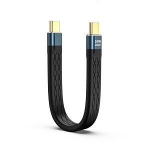 Short USB4 Cable 5inch Flat Flexible USB Type C Supports Thunderbolt4/3 40Gbps Data Transfer 240W Power Delivery 8K