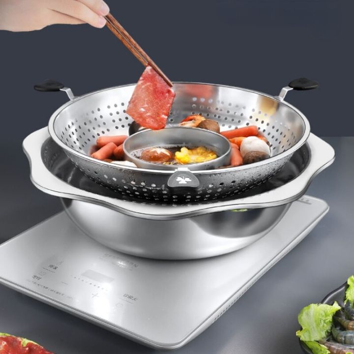 Rotating Lift Stainless Steel Steam Barbecue BBQ Hot Pot Soup Mandarin ...