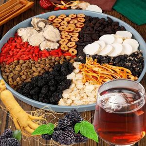 Ginseng & Mulberry Herbal TeaGinseng Five Treasures Tea Kidney Formula Six Treasure Teas Wolfberry Mulberry Herbal Goji Berry Red Date Teas Formula Traditional Chinese Blend (10bags)