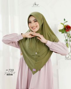 Terbaru 2023 / Hijab ARRAFI / Kode Ar 739 / Kerudung Kekinian / Bergo Ar Rafi Polos Pet Antem / Jilbab Bahan Jersey Adem Variasi Permata