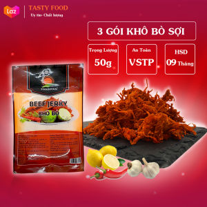 [GIÁ SỈ- HOÀN TIỀN 12%]- Combo 3 gói khô bò xé sợi thượng hạng thơm ngon gói 50g HSD 9 tháng bò khô sợi thơm ngon an toàn vê sinh khô bò sợi giòn ngon đậm vị loại 1 Đồ ăn vặt Tasty Food