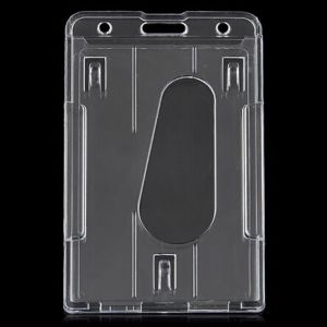 MICANGP 10x6cm Vertical Hard Badge Holder Transparent Clear Double Card ID case