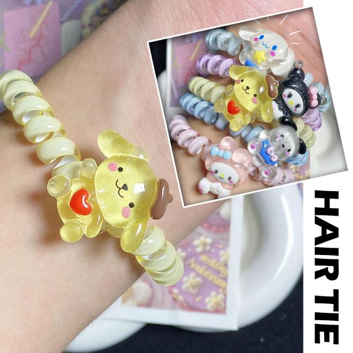 Sanrio Cartoon Hair Rope Cute Cinnamoroll Kuromi Melody Hair Wire