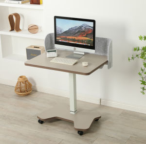Pneumatic adjustable height table 80*60*2.5CM Manually controlled height-adjustable table 72cm-114cm with Wheels