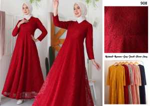 (REALPIC) GAMIS Brukat Pesta Kondangan Maxi Dress Muslim VELOZA