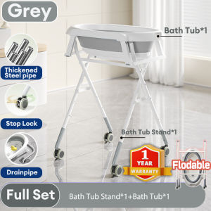 Baby bath tub Foldable with Stand 2-in-1 Sit & Lie Modes Anti-Slip for Newborn to Toddler