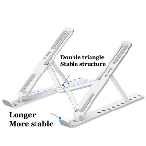 Laptop Stand Foldable Portable Laptop Heighten Stand Desktop Ventilated Folding Bracket Phone Holder Plastic