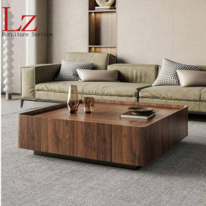 LZ-Solid wood coffee table combination light luxury modern walnut color square new Chinese style living room home high-end feeling