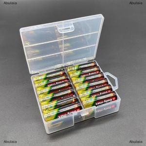 [COD] Abulaia กล่องเก็บแบตเตอรี่ใส1ชิ้นสำหรับแบตเตอรี่ AA อุปกรณ์จัดระเบียบพลาสติกพร้อมอุปกรณ์ฮาร์ดแวร์และที่กั้นแบบใสพร้อมช่องปิด