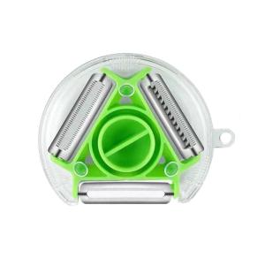 ประหยัดพื้นที่3ใน1ชุดปอกเปลือกเครื่องปอกมัลติฟังก์ชั่นที่สะดวกกับเครื่องปอกเปลือกผัก/ผลไม้สำหรับทำอาหารที่บ้าน