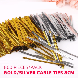 800Pcs/Pack Mettalic Twist Tie Sealing Wire for Candy Bread Goodies Sealing Packaging
