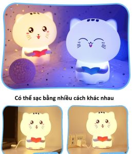 Đèn ngủ Silicon mèo con đáng yêu (Có 2 loại: không có chức năng ghi âm và có chức năng ghi âm)