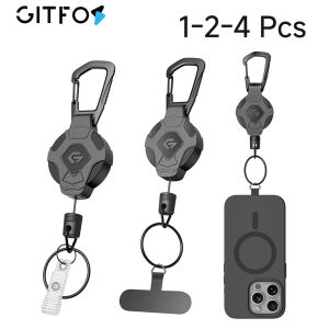 GITFOS Retractable Keychain Heavy Duty Tactical ID Badge Reel Strap Holder With Phone Clip Fastener Retractable Cord KeyRing2026