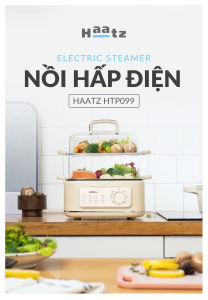 Nồi Hấp Điện 2 Tầng Haatz 10L 1000W 8 Chức Năng Nấu Hấp Đa Năng Chuẩn Hàn Quốc
