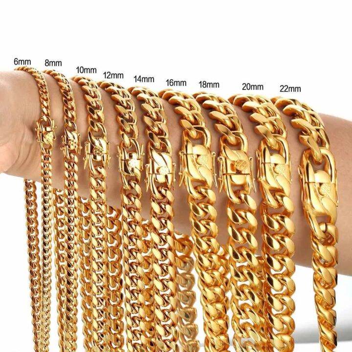 Stainless Steel Boy Bling Miami Curb Cuban Chain Necklaces Casting ...