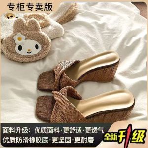 Woven Wedge Sandals For Women Summer Outdoor Wear 2026 New Fashion Height-Increasing Versatile Open-Toe Sandals To Match With Skirts