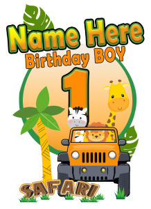 SAFARI PERSONALIZE DESIGN  RED BIRTHDAY T-SHIRT FREE NAME AND AGE DTF  PRINT HIGH QUALITY