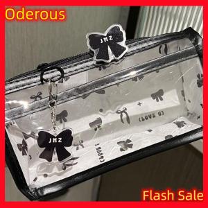 Oderous Cartoon Translucent Pencil Case Multi-layer Vertical Large-capacity Stationery Storage Bag School Supply Cosmetic Bag