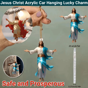 【Safe Journey】Acrylic Car Hanging 2D Jesus Christ Acrylic Car Hanging Safe Prosperous Decorative Lucky Charm Talisman Jesus Car Interior Decor Auto Accessories 亚克力耶稣汽车挂饰