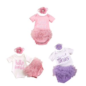 Baby Photography Clothing Letter Print Comfortable Polyester Jumpsuit Dress headwear Photo Outfit Memory Souvenir