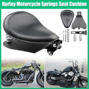 Harley Sportster 883 Bobber Chopper Motorcycle Solo Seat with Baseplate Springs Mounting Kit and Sitting Cushion Bracket
