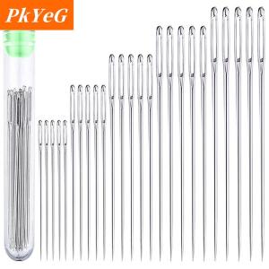 [COD] PkYeG TOOL เข็มเย็บผ้าขนาดใหญ่25ชิ้นเข็มเย็บหนังแฮนด์เมดเข็มเหล็กถักไหมพรมชุดเครื่องมือเย็บผ้า