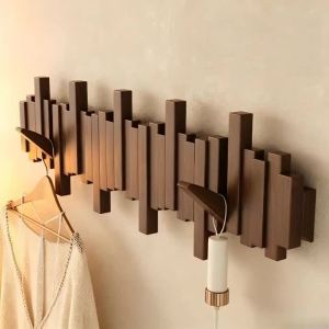 Sacesr Solid Wood Coat Rack Creative Piano Keys Wall Coat Racks Entrance Door Minimalist Irregular Wall Bag Hanger Home Decoration 5B8Q6
