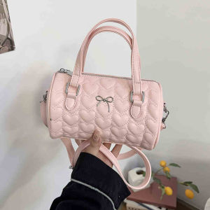 Love Embroidery Thread Small Bag for Women Barrel Shaped Hand-held Crossbody Bags Korean Style Versatile Commuter Shoulder Bag