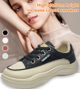 H Thick Bottom Increasing Board Women Shoes Breathable White Casual Sports Shoes