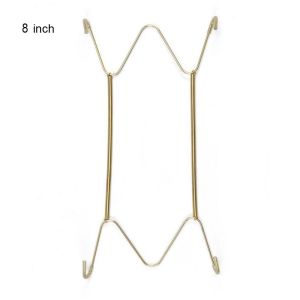 MMLUCK แขวน 6/7/8/10/12/14/16 นิ้ว จอแสดงผลติดผนัง ตะขอที่มองไม่เห็น การตกแต่งบ้าน โกลเด้น แก้ไขแล้ว ที่แขวนจาน งานฝีมือตกแต่ง ที่วางจานสปริง คลิปหนีบ