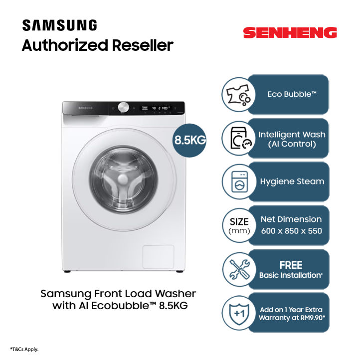 Samsung 8.5kg Front Load Washer WW85T504DTT/FQ with AI Ecobubble