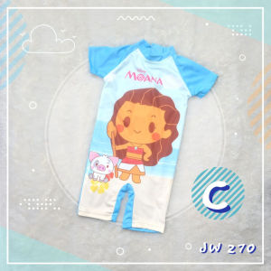 Baju Renang Anak Perempuan Impor JW270 Lengan Pendek Motif Princess Series Usia 2-7 Tahun Swimsuit Anak Cewek
