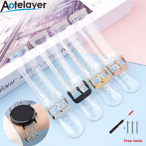Aotelayer Thời Trang Trong Suốt Dây Đeo Tháo Nhanh 20Mm 22Mm Nhựa Mềm PVC Giao Diện Phẳng Đồng Hồ Phổ Quát Băng Đầu Phẳng Không Thấm Nước Dây Đeo Phổ Thông