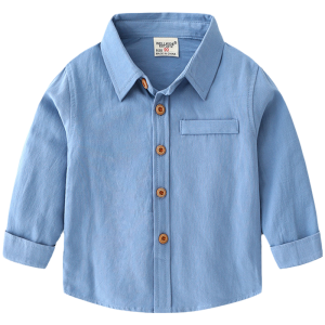 LJMOFA Kids Shirt for Boy 2-8 Yrs Solid Color Breathable Cozy 100% Cotton Shirt for Kids Boy