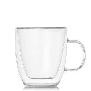 DELWINS Durable Unique Clear Cappuccino Latte Glass Cup Kitchen with Handle Drinkware Espresso Coffee Mug Dinking Glasses Tea Cup Insulated Glass Cup