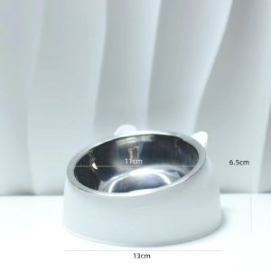 (Stainless Steel Cat Bowl) Double Bowl for Protecting Neck Slanted Cat Bowl Pet Food Bowl Cat Supplies 猫咪用品 不锈钢猫碗