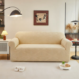 Thick Jacquard Sofa Cover Fully Wrapped Elastic Armrest Sofa Cover Solid Color 1 2 3 4-Seater Fully Covered Sofa Cove