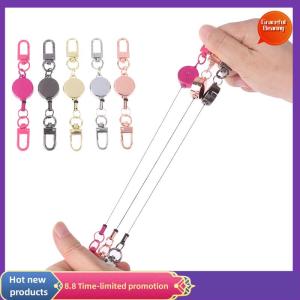 Graceful 21MM Anti-theft Metal Easy-to-pull Buckle Rope Retractable Key Holder Elastic Keychain Sporty Retractable Key Ring Nurse Parts