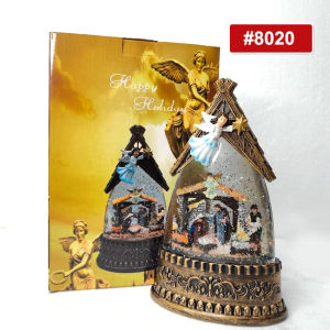 8019 l 8020 Snow Globe Nativity Scene with Angel Figurine and Glitter Base Decor