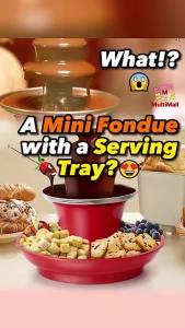 Chocolate Fondue w/ Serving Tray Hot Chocolate Fountain MakerElectric Chocolate Melting Pot