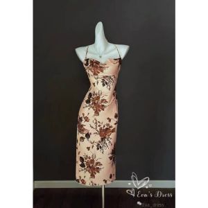 summer french vintage floral beach midi dress for women korean sleeveless dress formal plus size 2xl