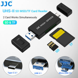 JJC 3 in 1 UHS-II SD Micro SD Card Reader USB USB-C Type-C 3.1 Micro USB 2.0 Connection Port High Transfer Speed up to 312MB/sCompatible with Computer Laptop OTG Enable Phone and Tablet