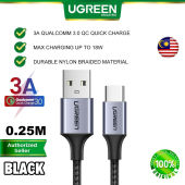 UGREEN USB A To USB Type C Cable 3A 18W Qualcomm 3.0 QC Quick Fast Charging USB 2.0 480Mbps Transfer Speed Durable Nylon Braided Safe Charging Car Play Compatible with iPhone 16 Plus 16 Pro 15 iPad Samsung Galaxy S25 S24 Pixel 8 7 Switch Hero 9 Redmi Note