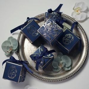 NUBE 10 Pcs/Lot Light Luxury French Sugar Box with Ribbon Cardboard Material Wedding Candy Box High Quality Elegant Candy Box Wedding Celebration