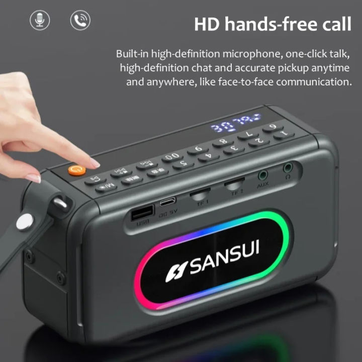 SANSUI F30 Dual 52mm Speakers Outdoor Multimedia MP3 RGB Light 34H Playback  Portable Wireless bluetooth Speaker Music Player Speakers