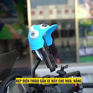 (KN01) Giá Đỡ Điện Thoại Trên Xe Máy Có Mũ Kẹp Điện Thoại Có Nón Gắn Xe Máy Che Mưa Che Nắng