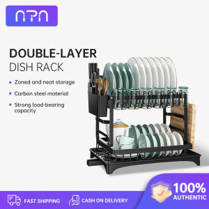 Nipiin Black/White Dish Rack with Drainer Bowl Dish Drying Rack Storage Shelves Racks Kitchen Organizer