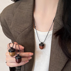 MillionGrid Sáng tạo có thể mở ra acorn Mặt dây chuyền dài dây chuyền choker cho phụ nữ người đàn ông thích hợp áo len chuỗi trang sức quà tặng